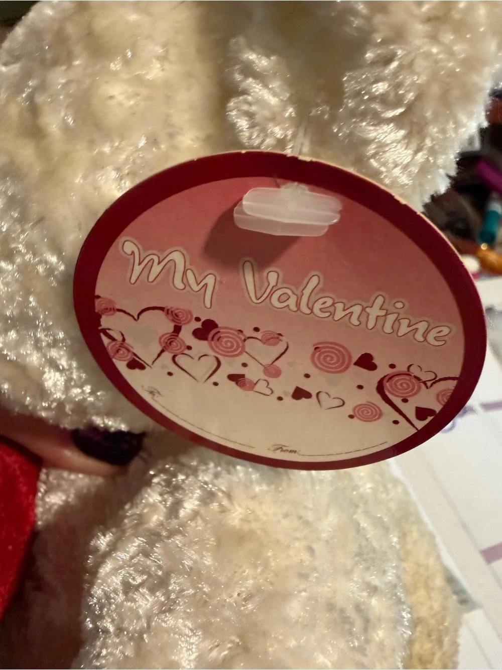 Cream Teddy Bear Plush with Red 'Love' Heart - Soft Gift